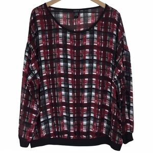 TORRID Top Blouse Pullover Plaid Grid Stripe Sheer Lightweight Plus Size 2X